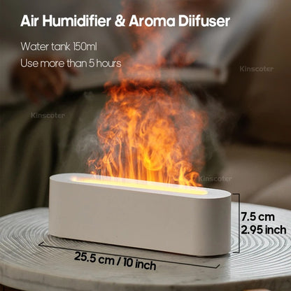 Essential Oil Aroma Diffuser Flame Air Humidifier Ultrasonic Cool Mist Difusor with RGB Realistic Fire Night Light